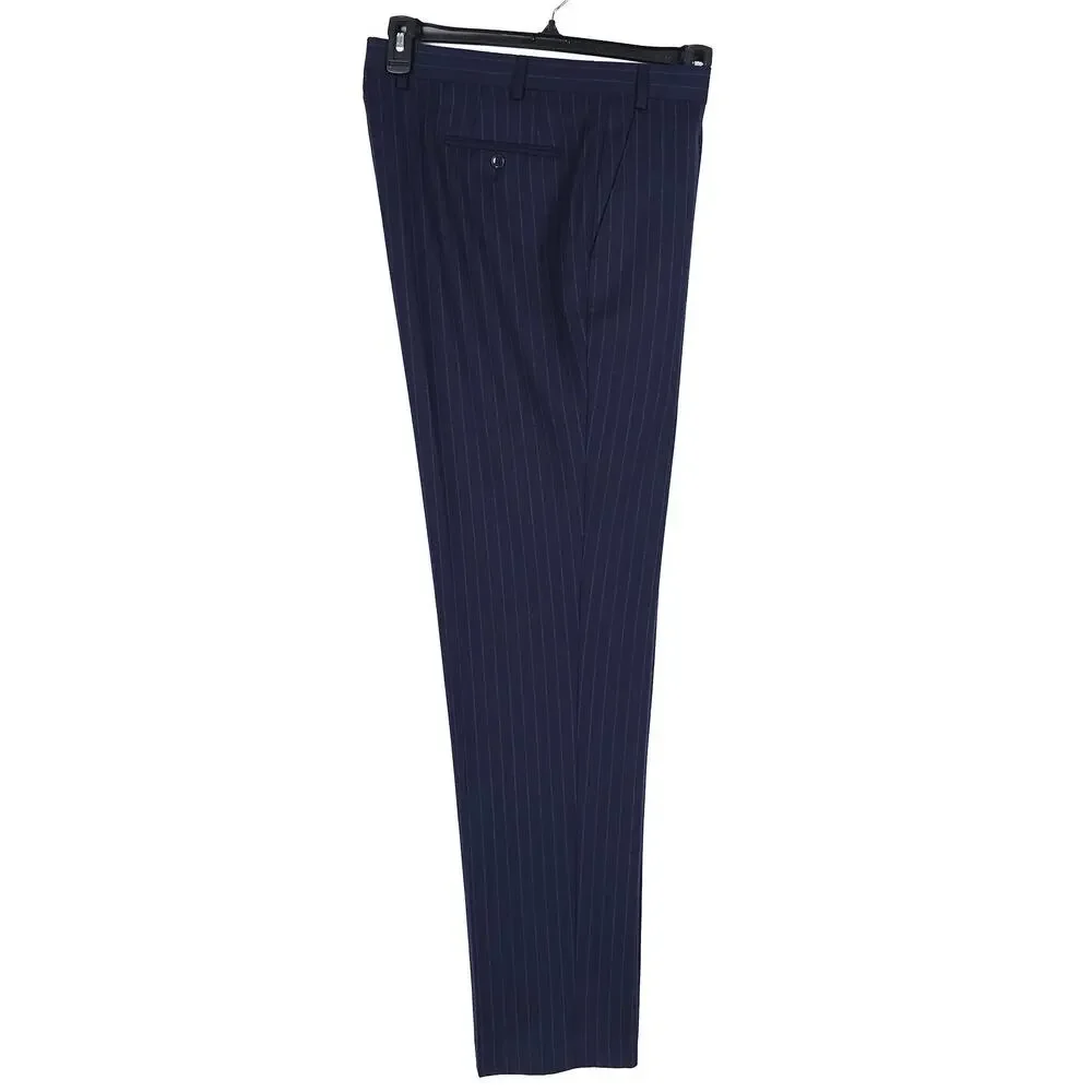 Michael Kors Mens Classic Fit Suit Pants 40x34 Navy Blue Pinstripe Wool Stretch